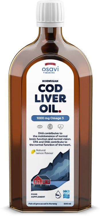 Nórske rybacie pečeňové olej, 1000 mg omega 3 (citrón) - 500 ml