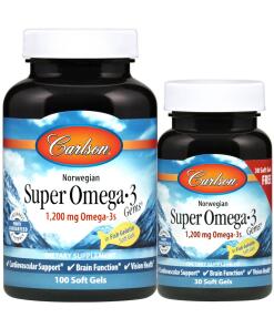 Nórske Super Omega-3 Gems, 1200 mg - 100 + 30 mäkkých kapsúl