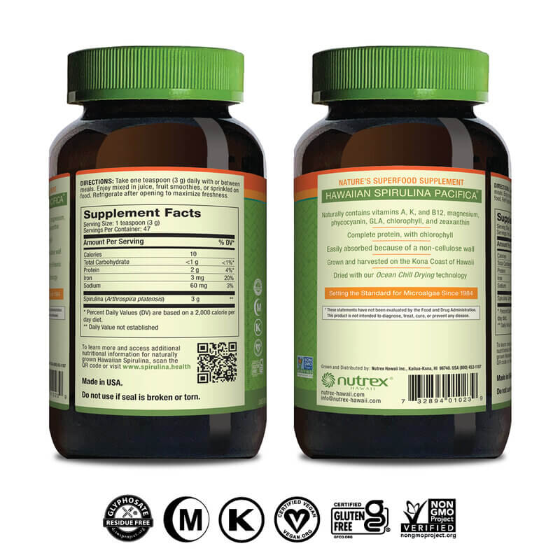 Nutrex Spirulina z Havaja - 100% vegánsky prášok 142g – Obrázok 3