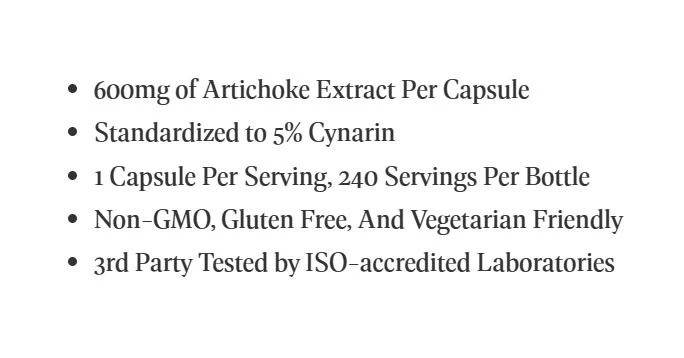 Nutricost - Výťažok z artičoku (240 kapsúl) – Obrázok 4