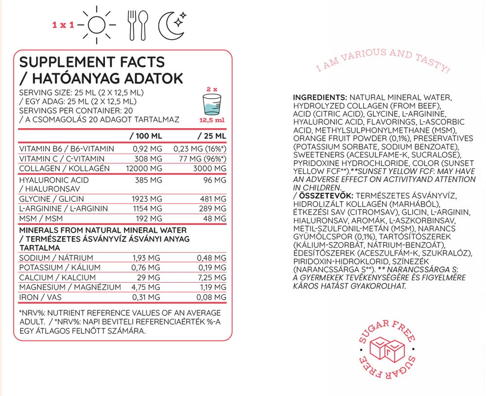 Nutriversum - Nutriversum tekutý MSM+C Hyalurón Kolagén - WOMEN (500 ml, pomaranč) – Obrázok 2