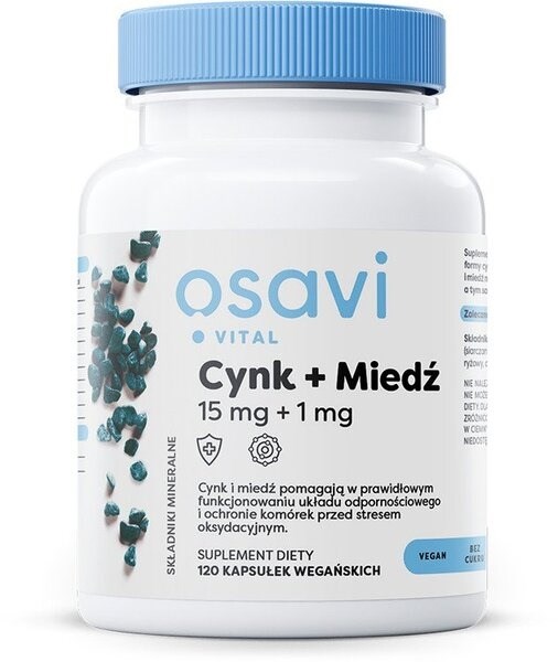 Osavi - OSAVI Zinok + Meď, 15 mg + 1 mg (120 vcaps)