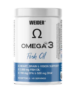Weider - Rybí olej Omega 3, 2000 mg - 90 mäkkých kapsúl