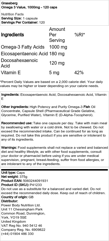 Omega 3 hodnota, 1000 mg - 120 kapsúl – Obrázok 2