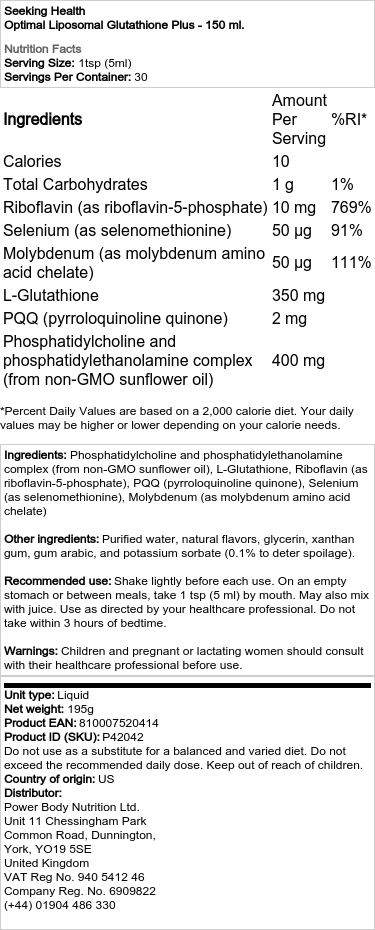 Optimálny Lipozomálny Glutatión Plus - 150 ml – Obrázok 2