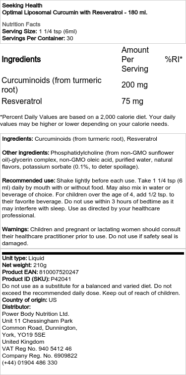 Optimálny lipozomálny kurkumín s resveratrolom - 180 ml – Obrázok 2