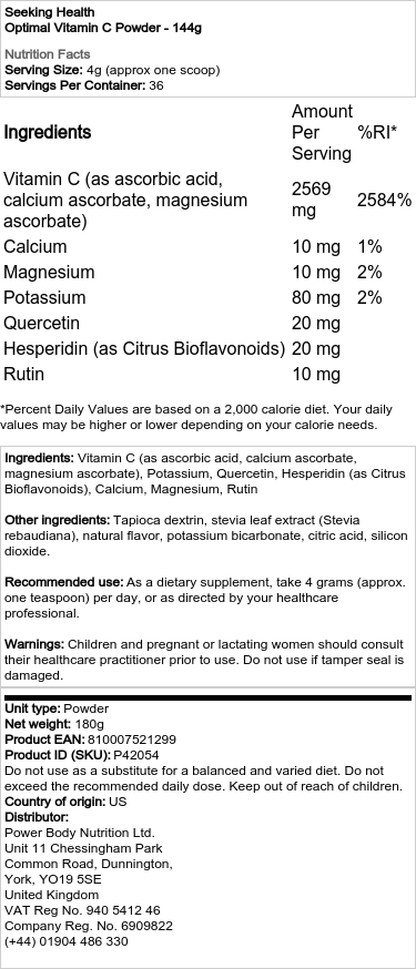 Optimálne prášok s vitamínom C - 144g – Obrázok 2