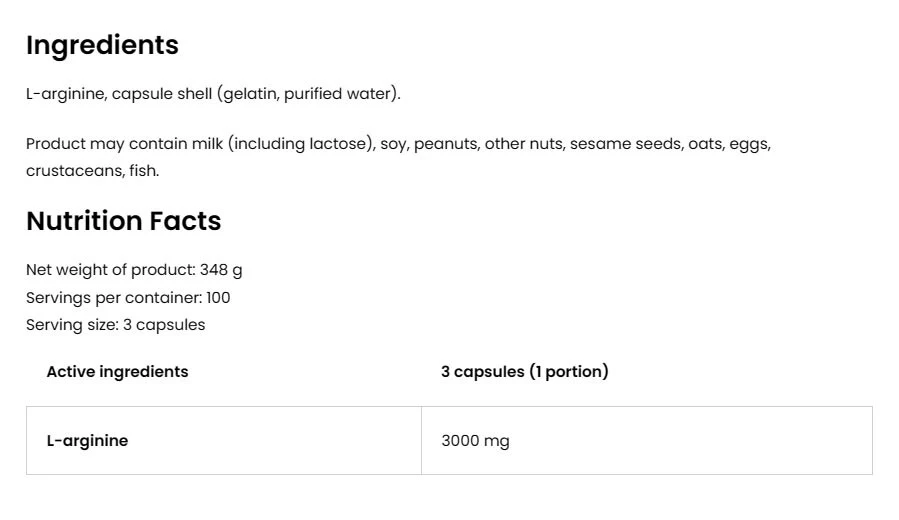 OstroVit Arginín 3000 (300 kapsúl) – Obrázok 5