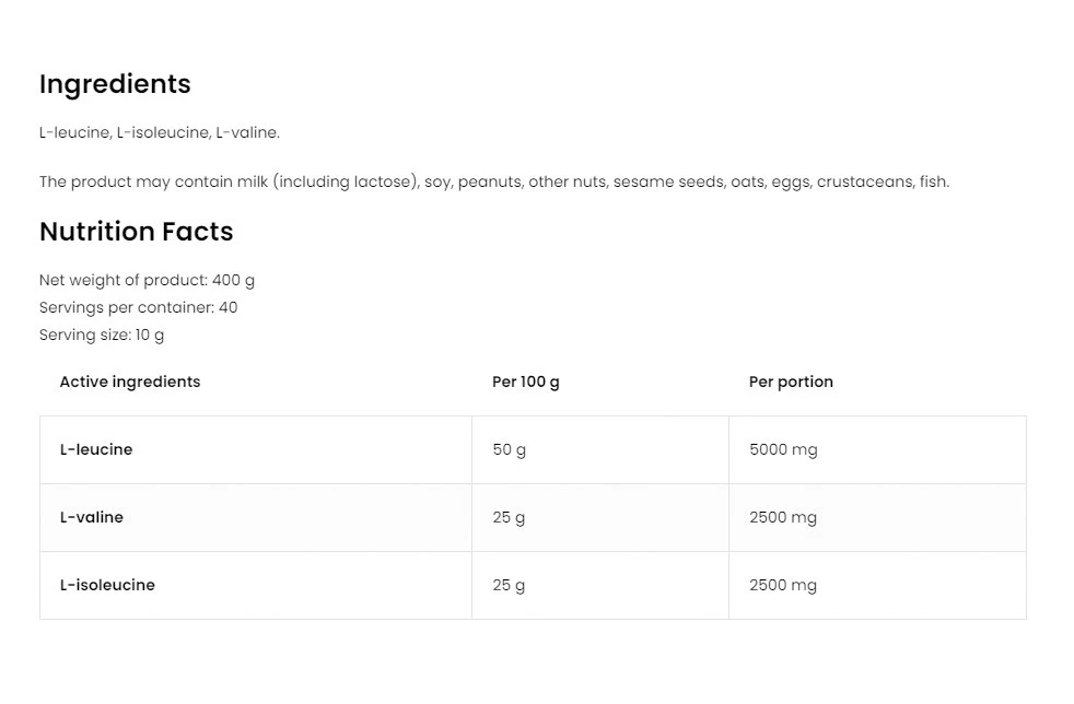 OstroVit - OstroVit BCAA 2-1-1 (400 g, prírodné) – Obrázok 2