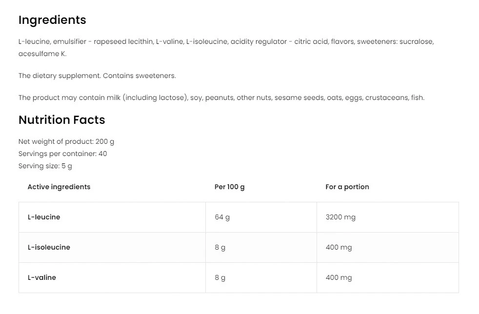 OstroVit - OstroVit BCAA 8-1-1 (200 g, citrón) – Obrázok 2