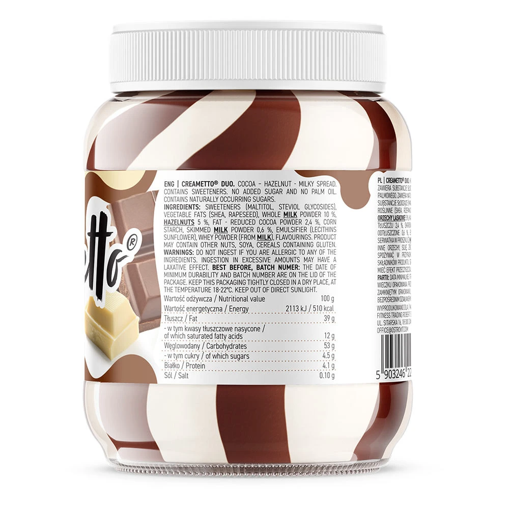 OstroVit - Creametto (350 g, DUO mliečny lieskový oriešok) – Obrázok 5