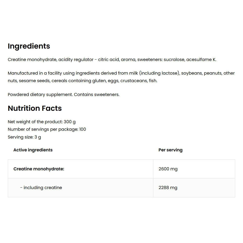 OstroVit - Kreatín monohydrát OstroVit (300 g, melónová príchuť) – Obrázok 2