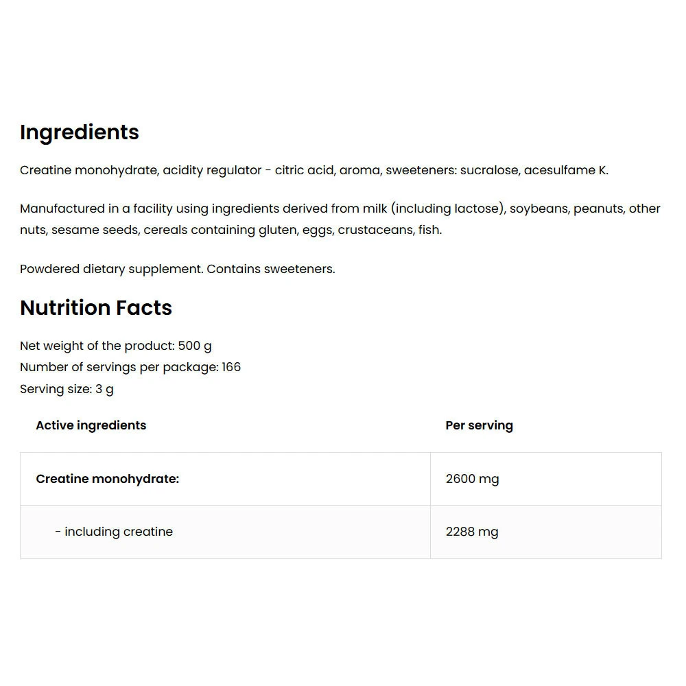 OstroVit - Kreatín monohydrát (500 g, čerešňa) – Obrázok 2