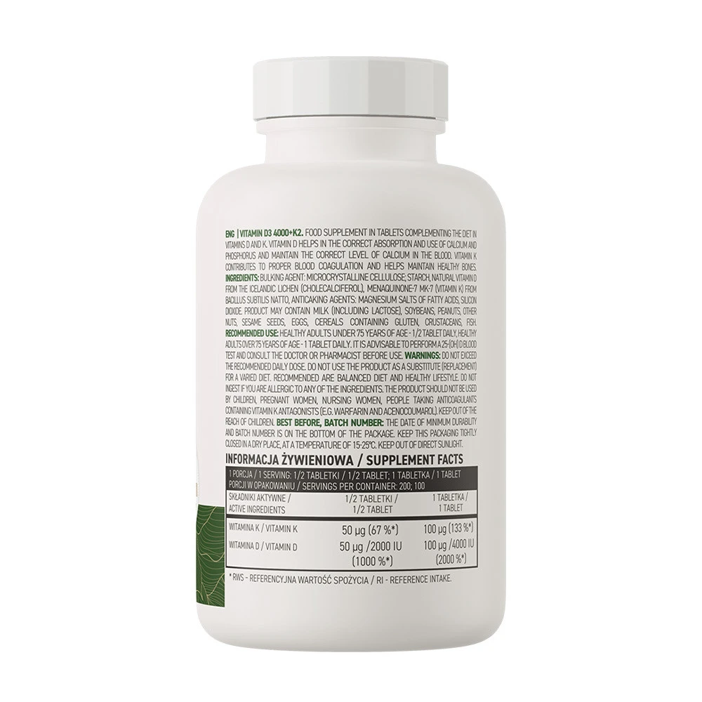 OstroVit - OstroVit D3 4000 IU + K2 VEGE (100 tabliet) – Obrázok 2