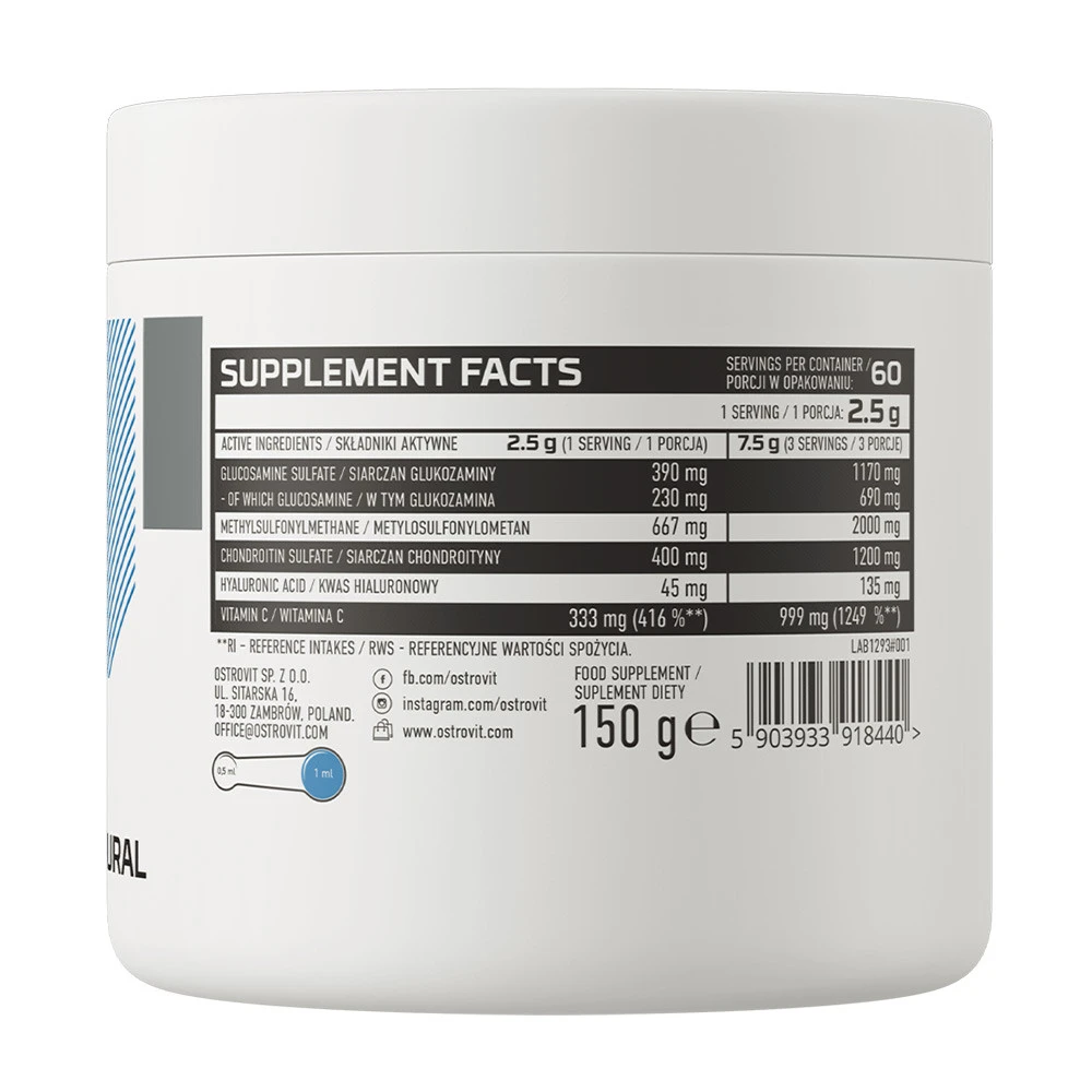 OstroVit - Glukozamín + MSM + Chondroitín prášok (150 g, prírodný) – Obrázok 4