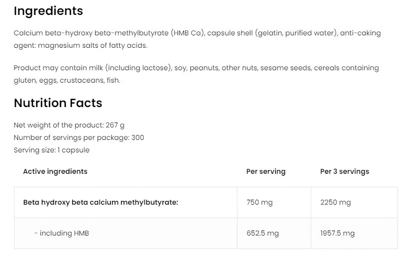 OstroVit - OstroVit HMB 2250 mg (300 kapsúl) – Obrázok 4