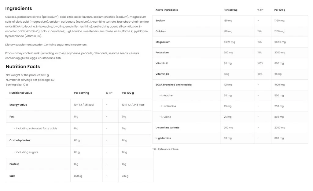 OstroVit - Izotonický prášok OstroVit (500 g, Citrónová mäta) – Obrázok 5
