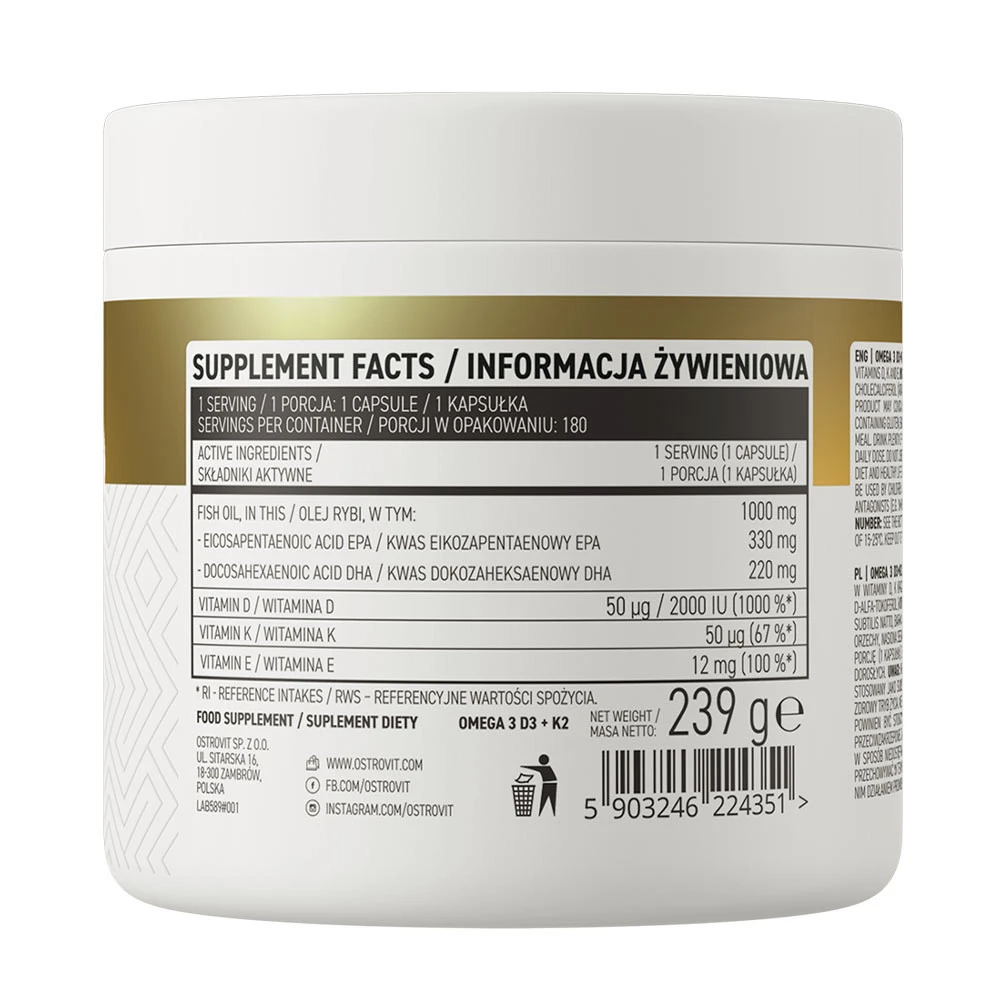 OstroVit - OstroVit Omega 3 D3+K2 (180 kapsúl) – Obrázok 7