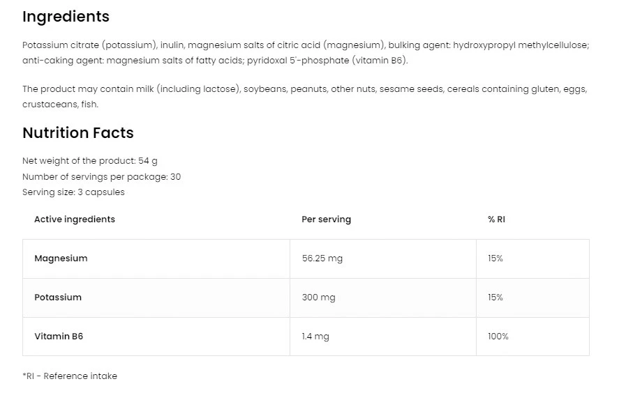 OstroVit Pharma Citrát horečnatý + Draslík + B6 P-5-P (90 kapsúl) – Obrázok 7
