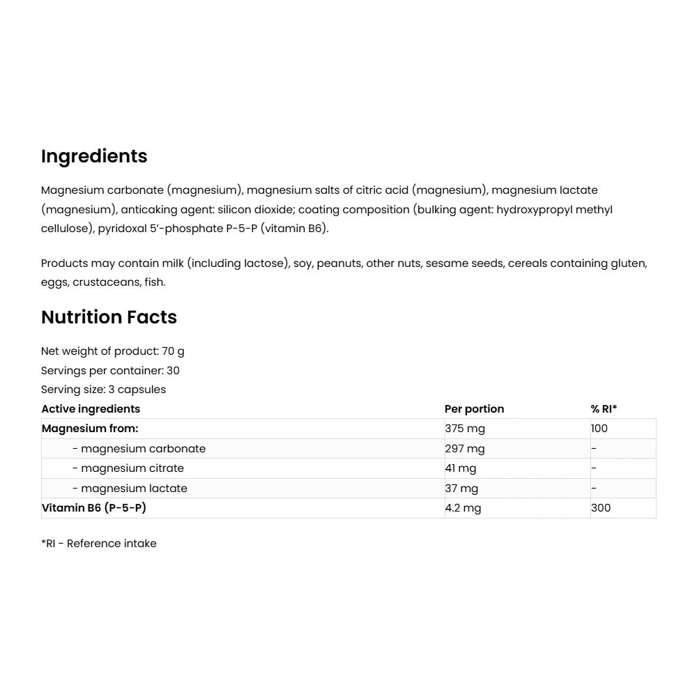 OstroVit - Trojitý horčík + B6 P-5-P (90 kapsúl) – Obrázok 2