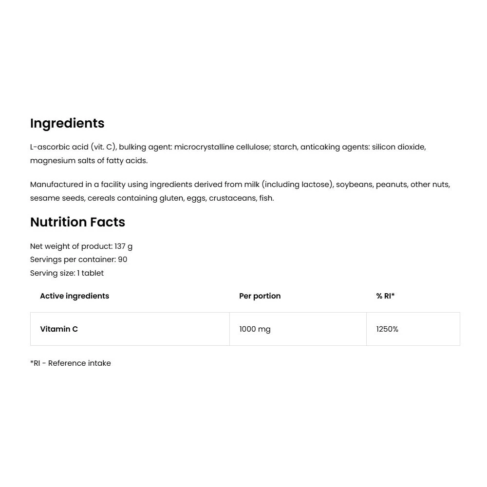 OstroVit - Vitamín C 1000 mg (90 tabliet) – Obrázok 2