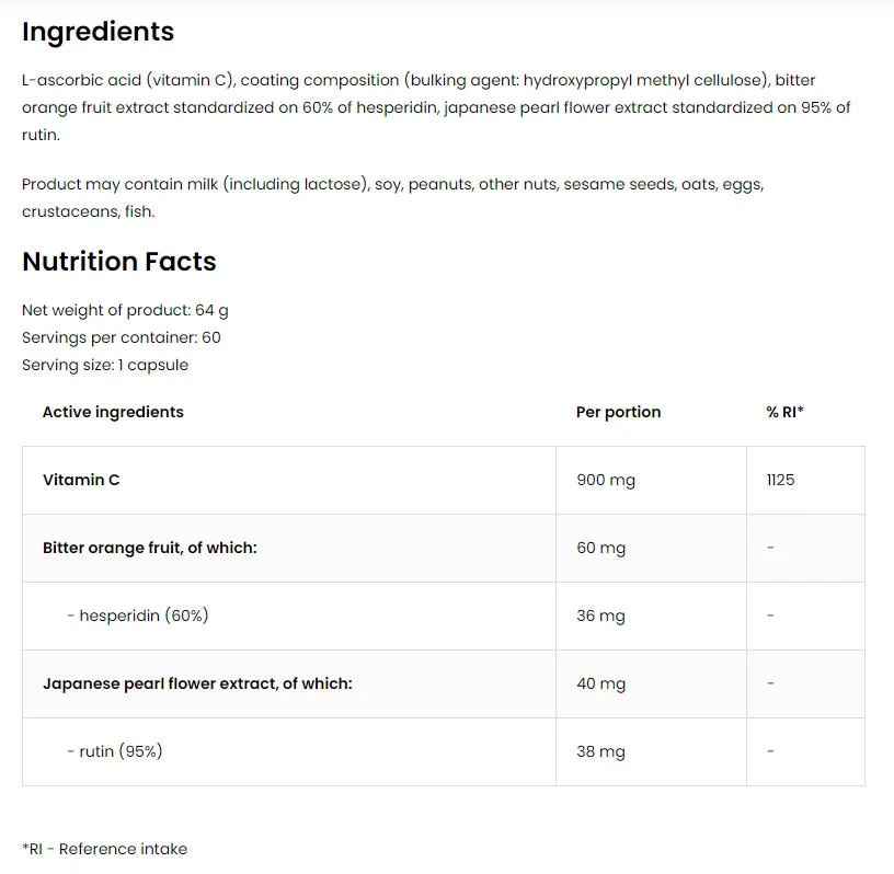 OstroVit - Vitamín C + Hesperidín + Rutín (60 kapsúl) – Obrázok 2