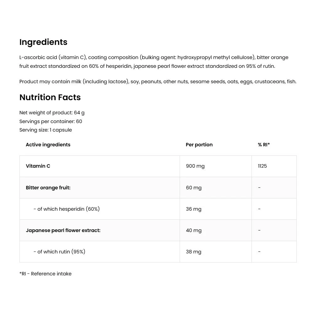OstroVit - Vitamín C + Hesperidín + Rutín (60 kapsúl) – Obrázok 4