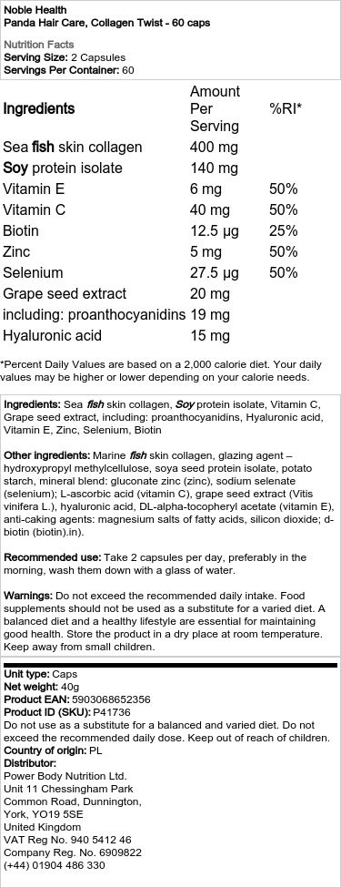 Panda Hair Care, Kolagénový Twist - 60 kapsúl – Obrázok 2