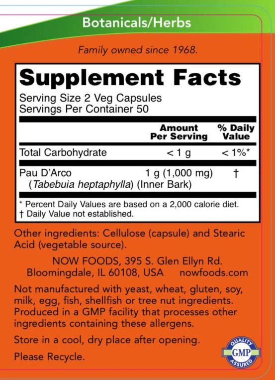 Pau D'Arco, 500 mg - 100 rastlinných kapsúl – Obrázok 2