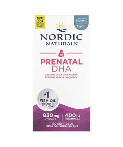 Prenatálne DHA, 830 mg Omega-3 + 400 IU D3 Bez chuti - 180 mäkkých kapsúl