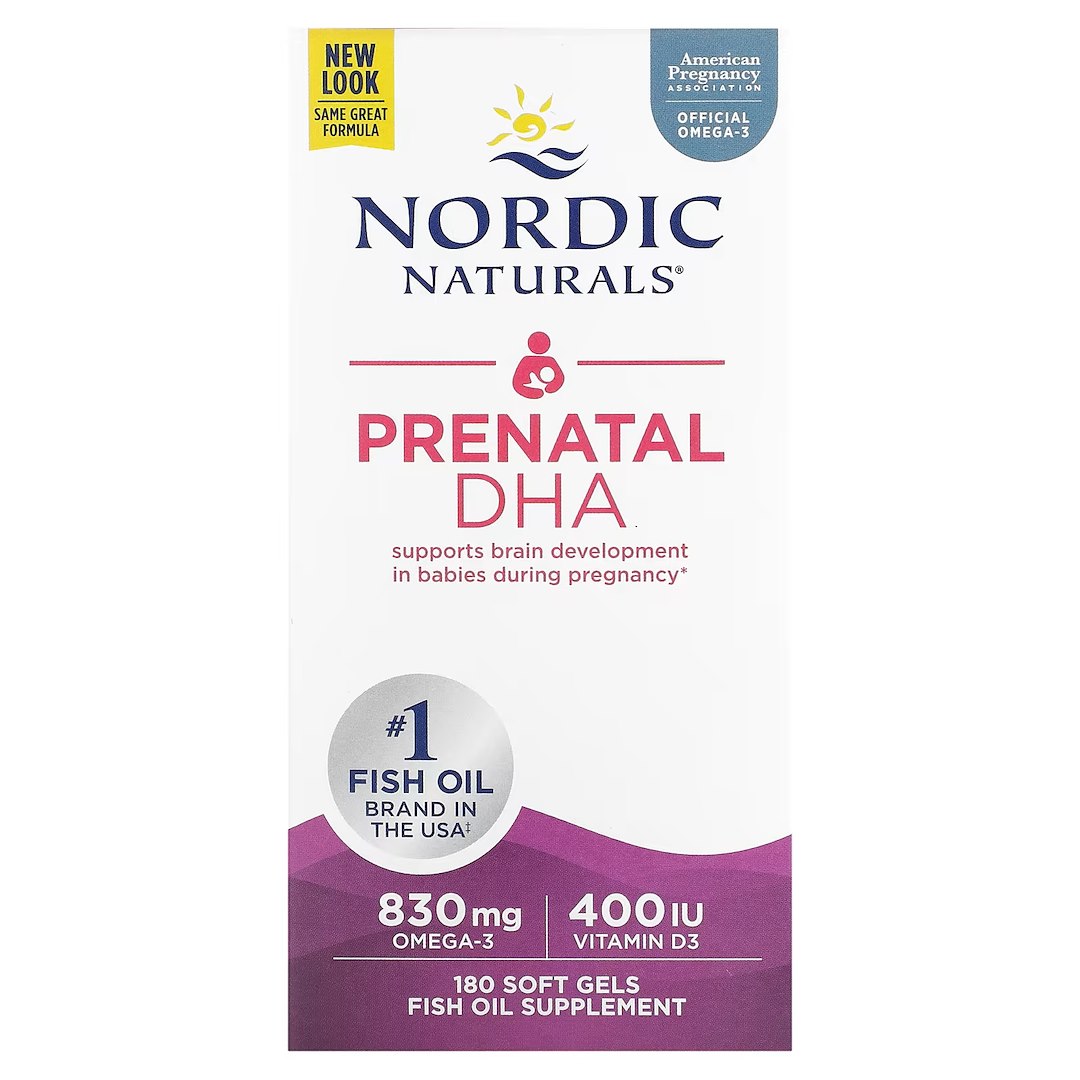 Prenatálne DHA, 830 mg Omega-3 + 400 IU D3 Bez chuti - 180 mäkkých kapsúl