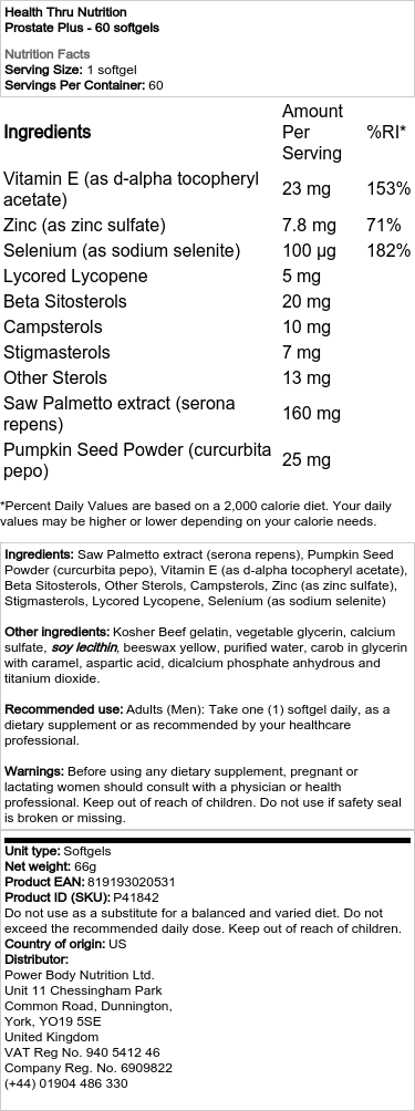 Prostate Plus - 60 mäkkých kapsúl – Obrázok 2
