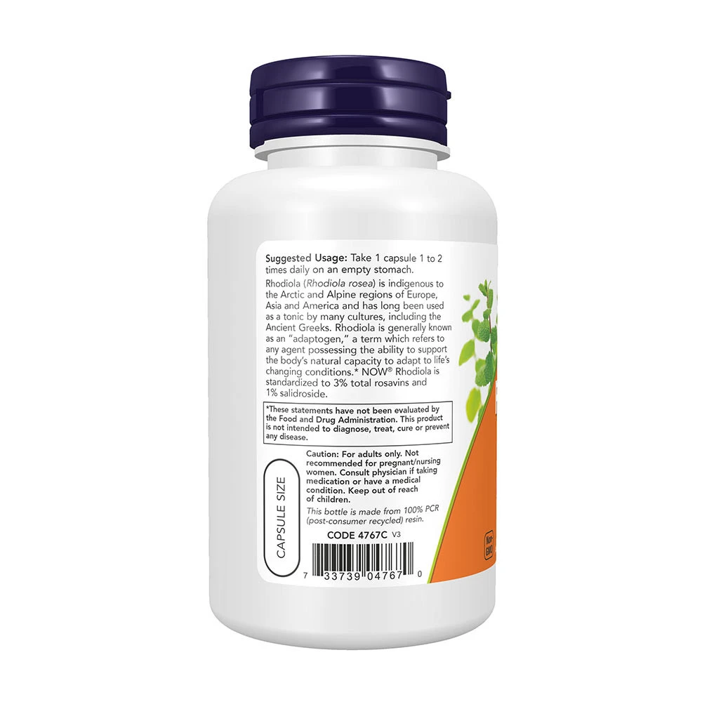 Rhodiola, 500 mg - 120 vegetariánskych kapsúl – Obrázok 3