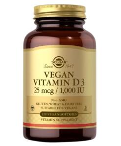 Solgar - SOLGAR Vitamín D3 25 mcg (1000 IU) (120 mäkkých kapsúl)