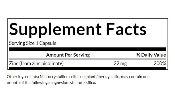 Pikolinát zinku v preferovanej forme tela, 22 mg - 60 kapsúl – Obrázok 2