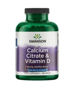 Swanson - SWANSON Citrát vápnika + Vitamín D-3 250 tabliet