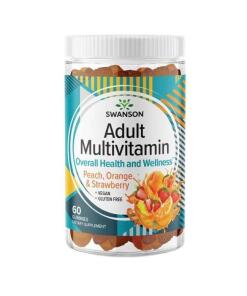 Dospelý Multivitamín, Broskyňa, Pomaranč & Jahoda - 60 gumových cukríkov