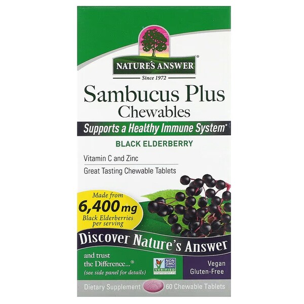 Sambucus Plus žuvacie tablety, čierna bazalka - 60 žuvacích tabliet