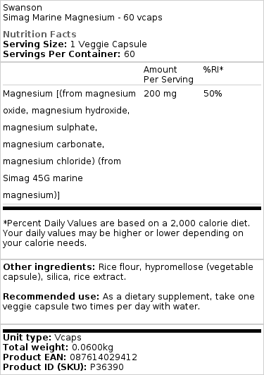 Simag Marine horčík, 200 mg - 60 kapsúl – Obrázok 2