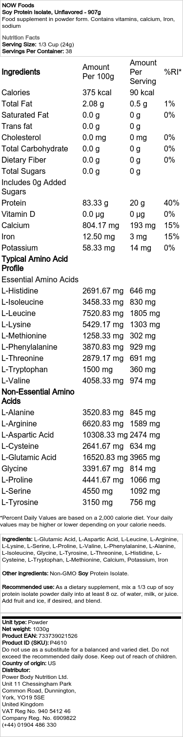 Izolát sójového proteínu, nearomatizovaný - 907g – Obrázok 2