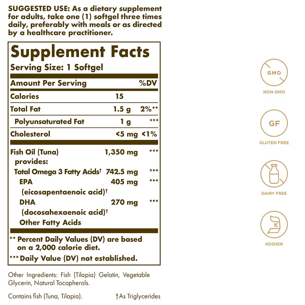 Solgar Omega-3 740 mg, 100 mäkkých kapsúl – Obrázok 3