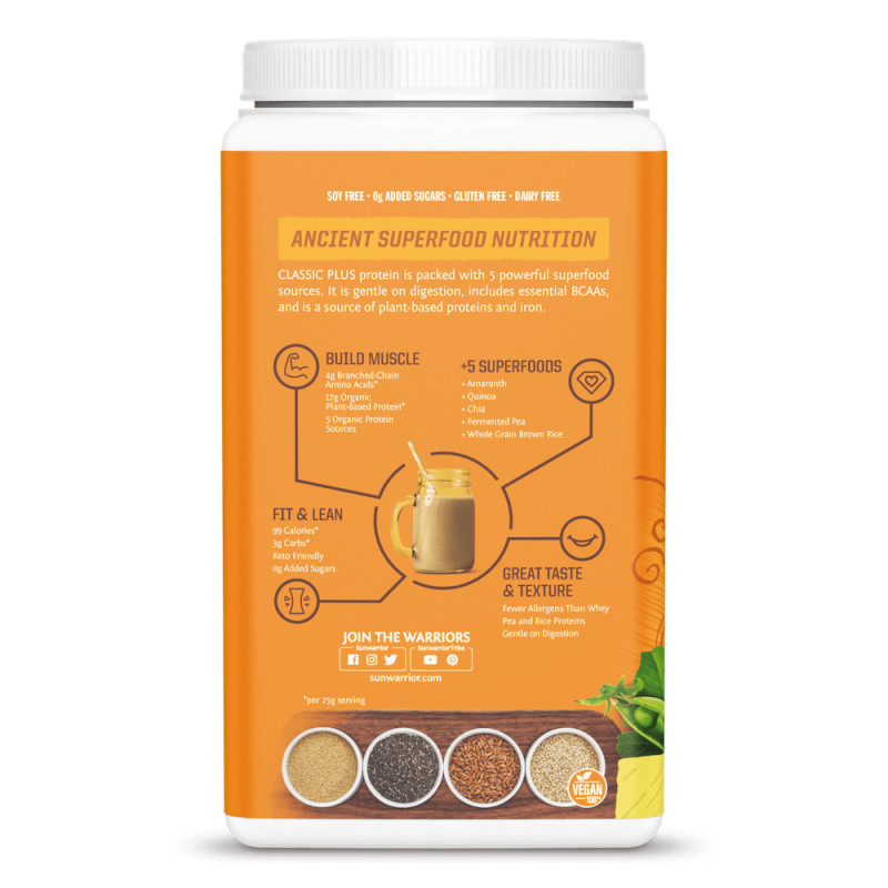 Sunwarrior - Protein Plus Organic Vanilka, prášok 750 g – Obrázok 2