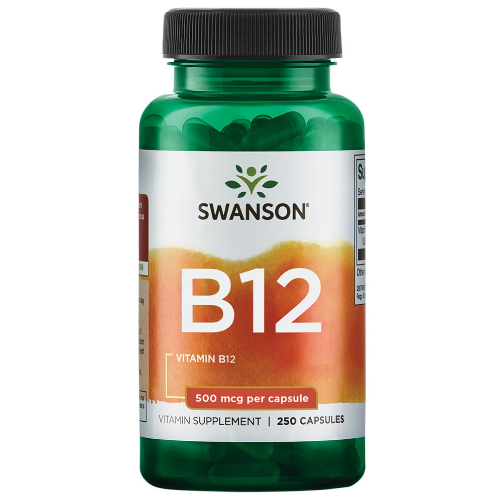 Swanson Vitamín B12 500 mcg, 250 kapsúl – Obrázok 2