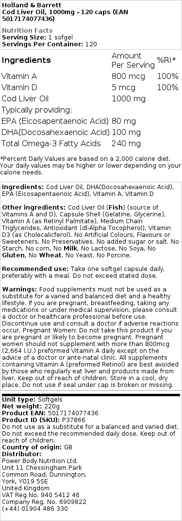 Tresčia pečeňová olej, 410 mg - 100 mäkkých kapsúl – Obrázok 2