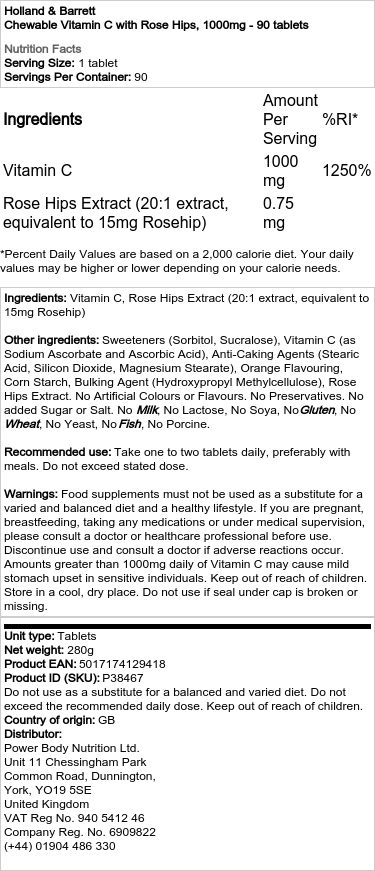 Žuvacie tablety s vitamínom C a šípkami, 1000 mg - 90 tabliet – Obrázok 2