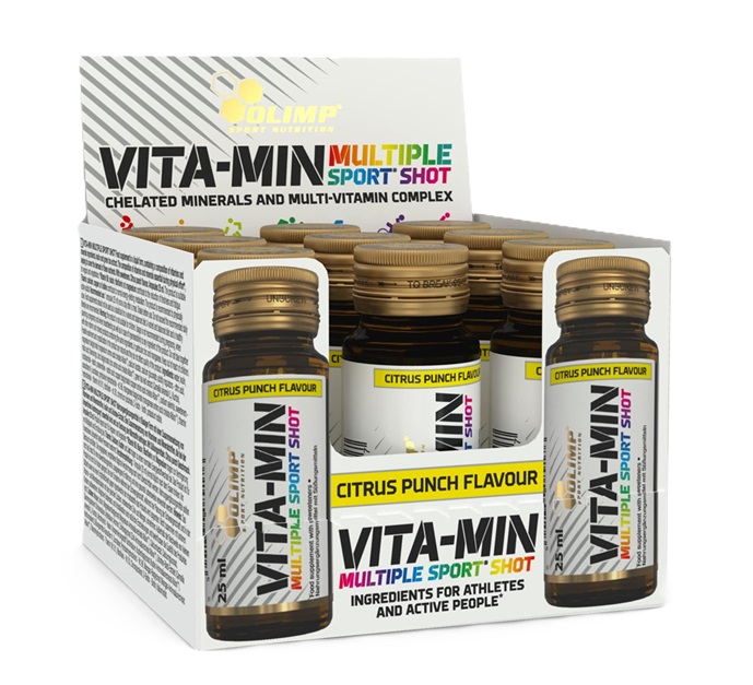 Vita-Min Multiple Sport Shot, Citrus Punch - 9 x 25 ml - Vita-Min Multivitamínový športový nápoj, citrusová príchuť - 9 x 25 ml