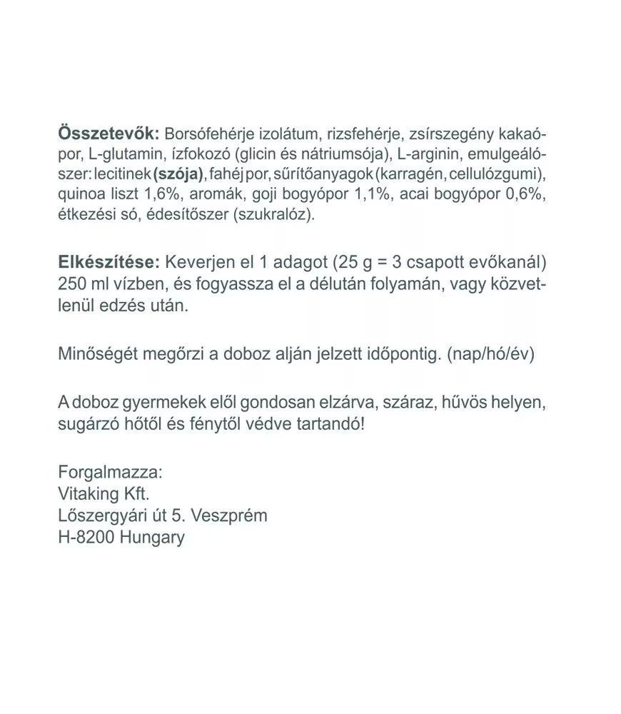 Vitaking - 100% vegánsky proteínový prášok (400 g, čokoláda škorica) – Obrázok 5