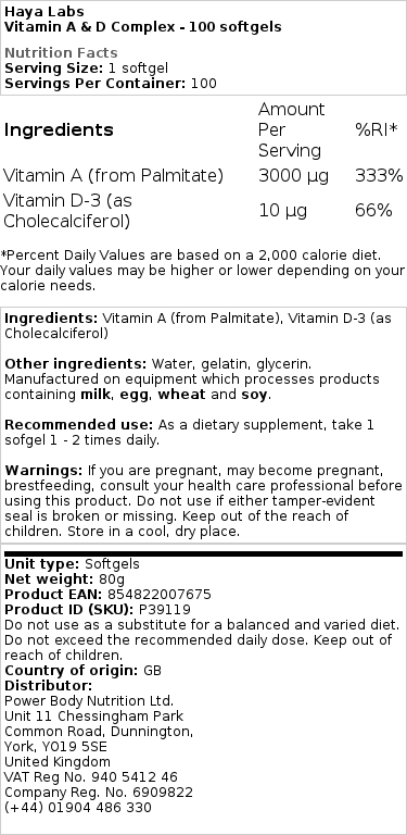 Komplex vitamínu A a D - 100 mäkkých kapsúl – Obrázok 2