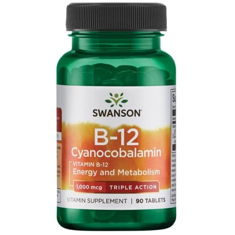 Vitamín B-12 Kyanokobalamín, 1000 mcg trojnásobné účinky - 90 tabliet