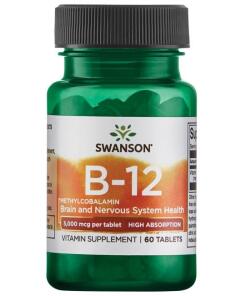 Vitamín B-12 Methylkobalamín, 5000 mcg s vysokou absorpciou - 60 tabliet
